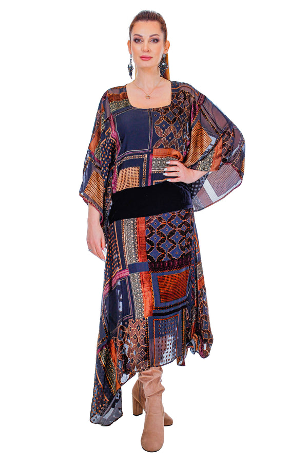 Rochie multicolora catifea